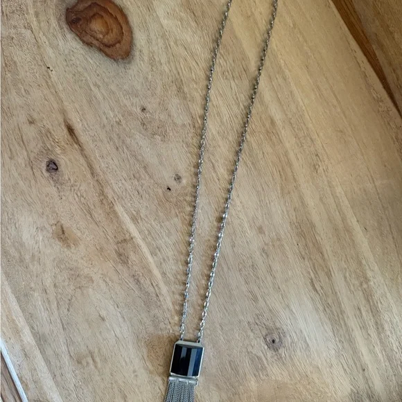 Silver Necklace with Black Pendant White House black market - Picture 1 of 8